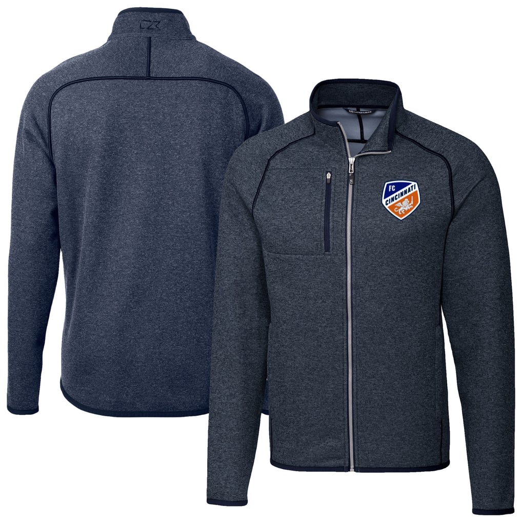  FC Cincinnati Cutter & Buck Mainsail Sweater-Knit Full-Zip Jacket - Heather Navy